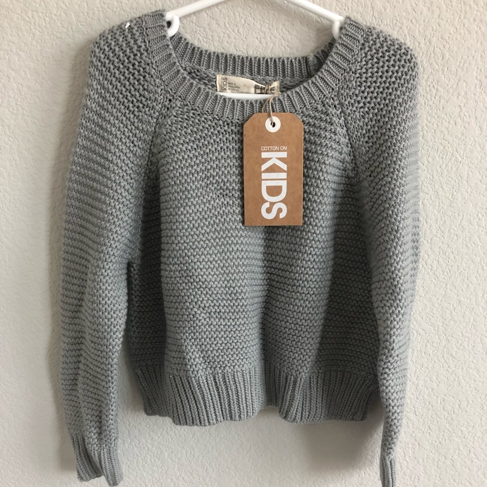 Grey crop knit kids sweater